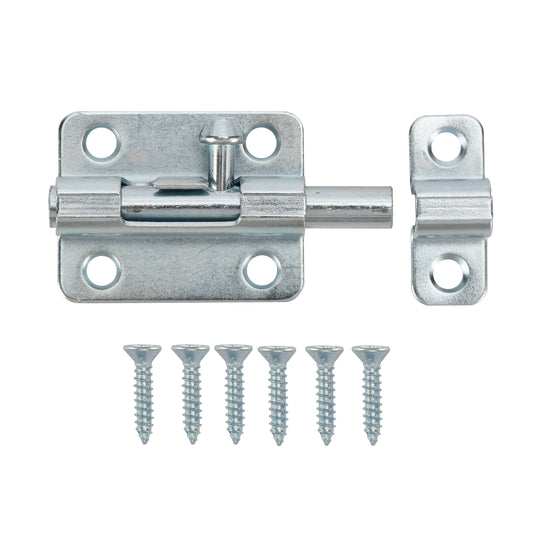 Hyper Tough New 2-1/2 in. Barrel Bolt, Zinc Plated. Mounting screws included.