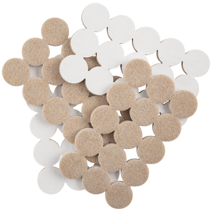 Super Sliders 1" wide Round Self Stick Felt Furniture Pads for Hardwood Beige, 60 Pack