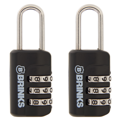 Brinks Zinc Diecast 22mm Combination Sport Padlock with 13/16in Shackle, 2 Pack